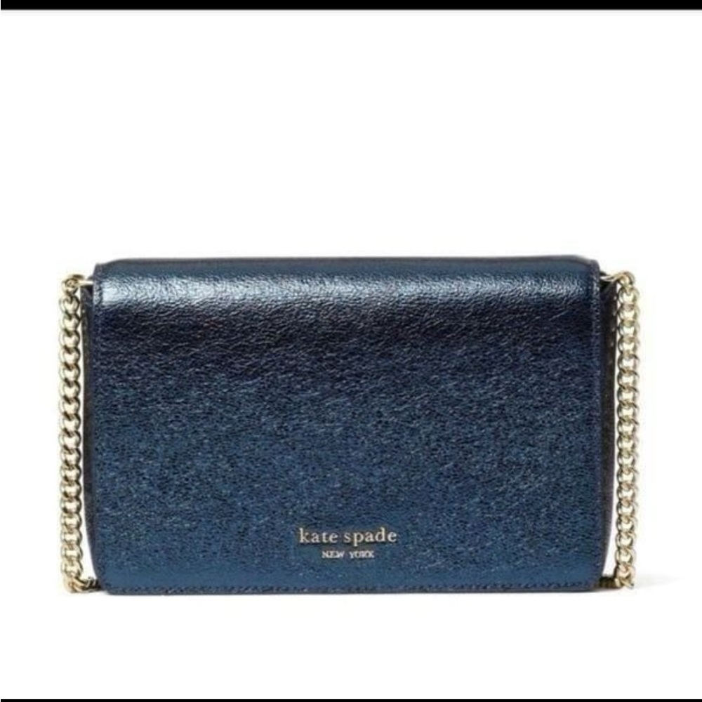 Pre-Owned Metallic Blue Kate Spade New York Spencer Chain Wallet Crossbody